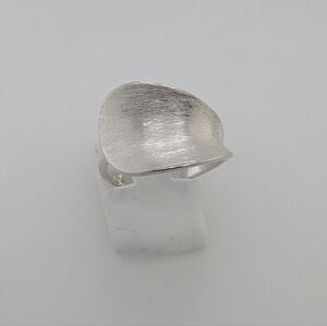 Modern Style Brushed Satin Wide Concave Sterling Silver Ring (size 7)